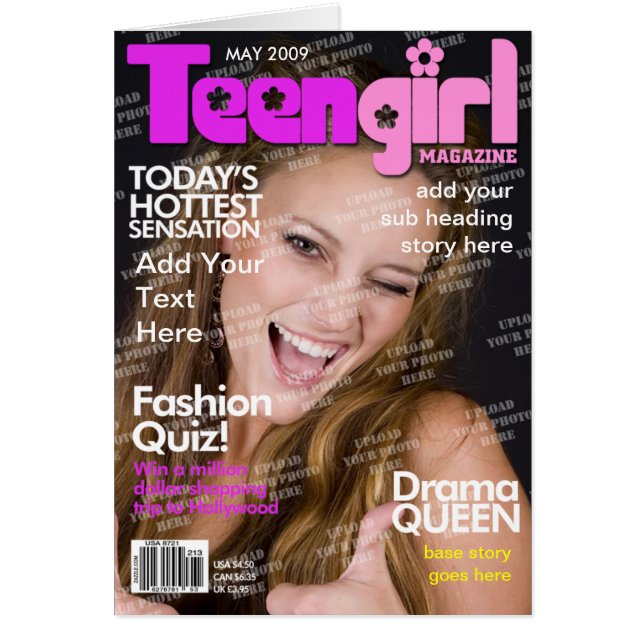 Teen Girl Personalised Magazine Cover (Front)