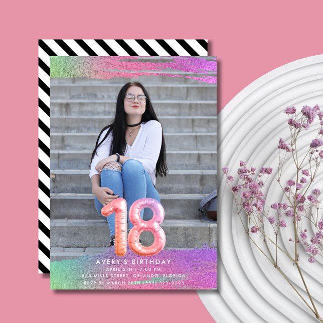 Teen Girl Photo 18th Birthday Party Invitation (Teen Girl Photo 18th Birthday Party Invitation)