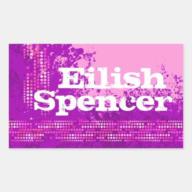 Teen girl sports name purple pink id label sticker (Front)