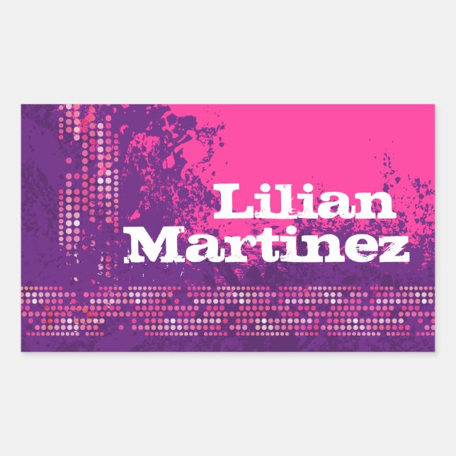 Teen girl sports name purple pink id label sticker (Front)