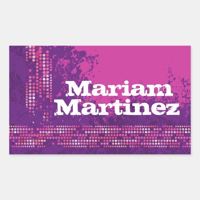 Teen girl sports name purple pink id label sticker (Front)