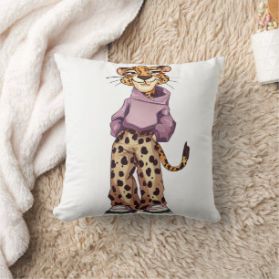 Teen girl tiger fun cushion