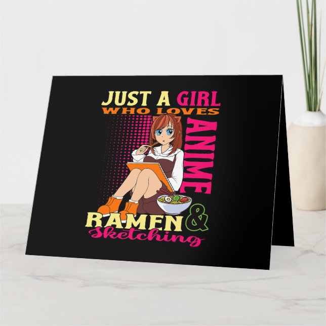 Teen Girl Trendy Cute Anime Ramen Bowl Loves Anime Card (Front)