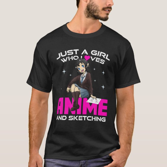 Teen Girls Anime - Just A Girl Who Loves Anime And T-Shirt (Front)