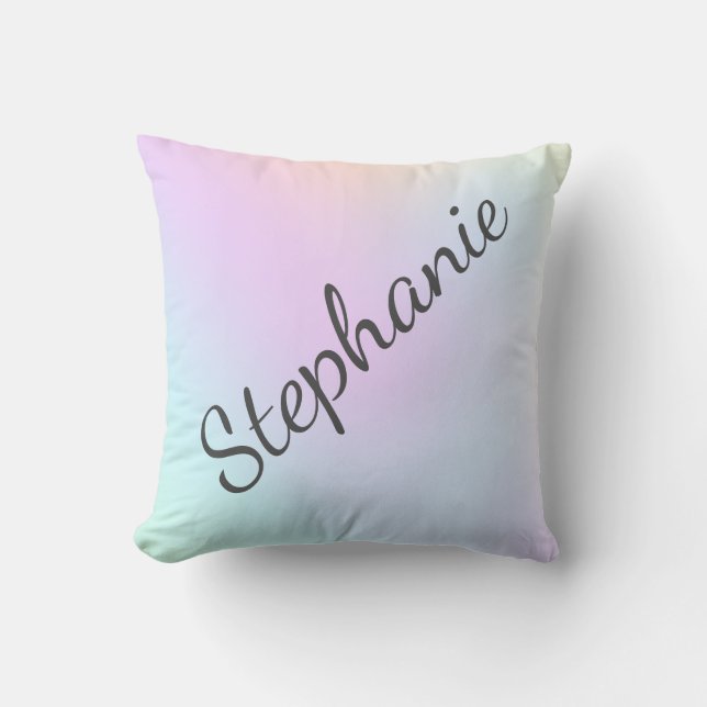 Teen Girls Ombre Holographic Purple Blue Aqua Cushion (Front)