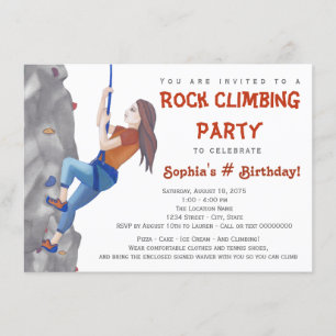 Teen Girls Rock Climbing Birthday Party Invitation