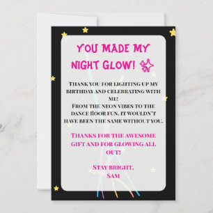 Teen Glow Party Thank You Card – Neon Nights Editi