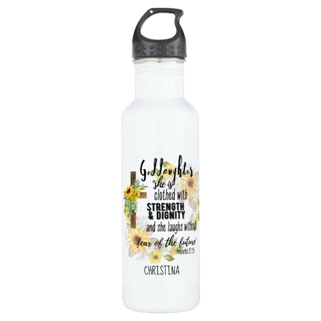 Teen Goddaughter Gift - Personalised Proverb Quote 710 Ml Water Bottle (Front)