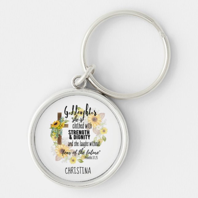 Teen Goddaughter Gift - Personalised Proverb Quote Key Ring (Front)