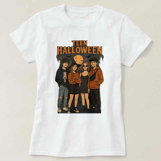 Teen Halloween Night Basic Long Sleeve T-Shirt (Design Front)