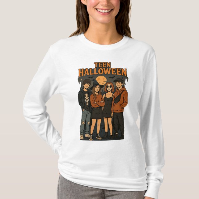 Teen Halloween Night Basic Long Sleeve T-Shirt (Front)