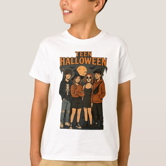 Teen Halloween Night Kids Basic T-Shirt (Front)