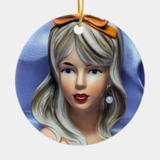 Teen Head Vase Orange Bow Mid Century Modern  Ceramic Tree Decoration