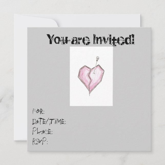 Teen Heart Skull Invitations Birthday/ any occas (Front)