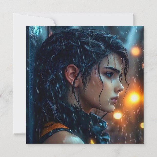 Teen in the Rain Holiday Card (Front)