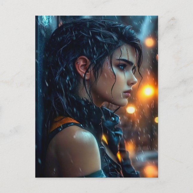 Teen in the Rain Postcard (Front)