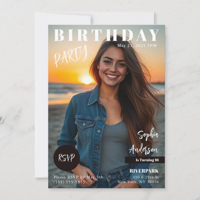 Teen Magazine Cover Birthday Invitation (Front)