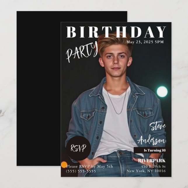 Teen Magazine Cover Birthday Invitation (Front/Back)