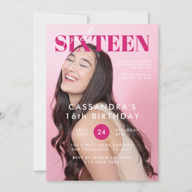 Teen Magazine Cover Sweet Sixteen Birthday Invitation (Front)