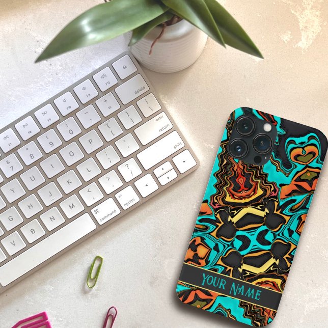 Teen Modern Abstract Fun Teal Customised Trendy Case-Mate iPhone Case (Creator Uploaded)