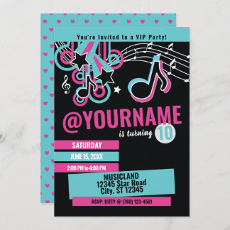 Teen Music Star Birthday Invitation