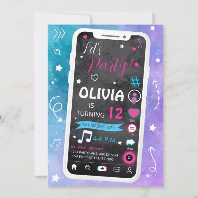 Teen Music Star Birthday Invitation (Front)