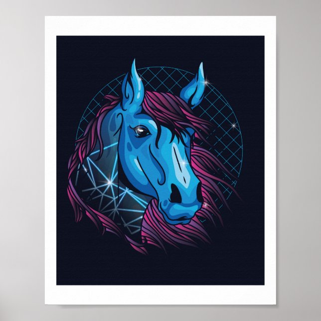 Teen NEON Horse Girls Love Horses Trendy Cool Poster (Front)