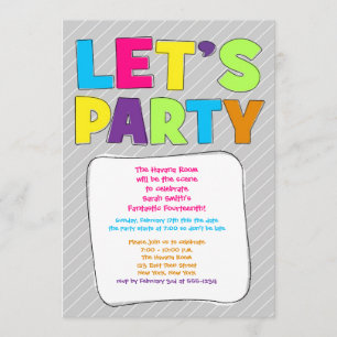 Teen Party Invitation - Let's Party!