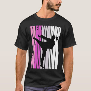 Teen Pink Karate Birthday Silhouette Motivational T-Shirt