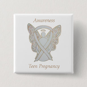 Teen Pregnancy Awareness White Ribbon Angel Pin