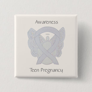 Teen Pregnancy Awareness White Ribbon Angel Pin