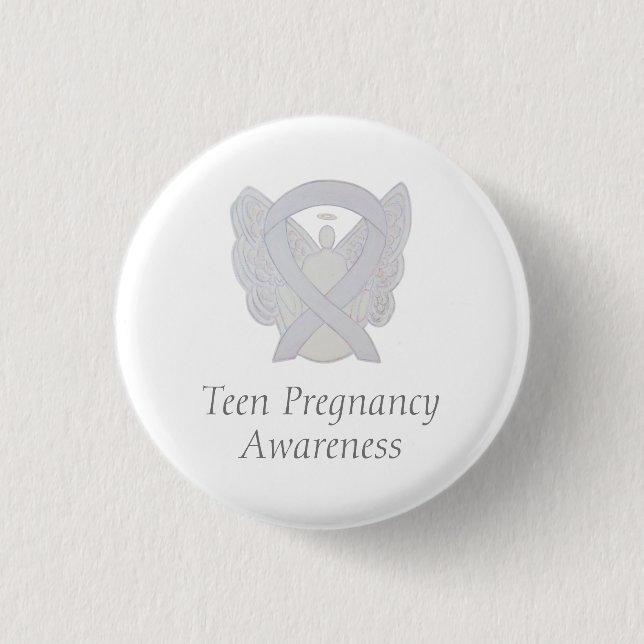 Teen Pregnancy Awareness White Ribbon Angel Pin (Front)
