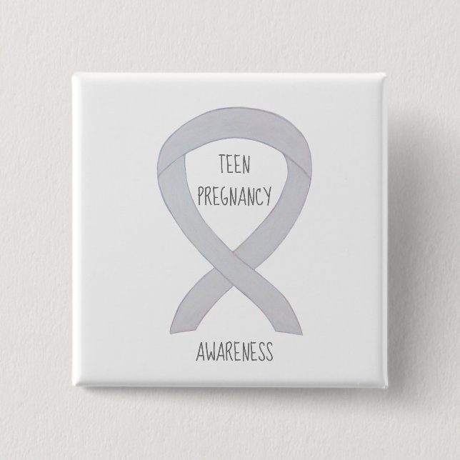 Teen Pregnancy Awareness White Ribbon Custom Pin (Front)