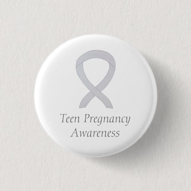 Teen Pregnancy Awareness White Ribbon Custom Pin (Front)