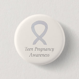 Teen Pregnancy Awareness White Ribbon Custom Pin
