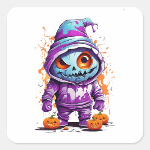 Teen Pumpkin Boy Square Sticker