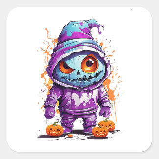 Teen Pumpkin Boy Square Sticker