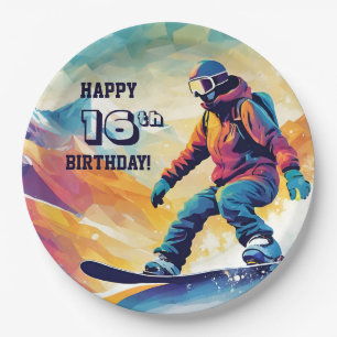 Teen Snowboarding Birthday  Paper Plate
