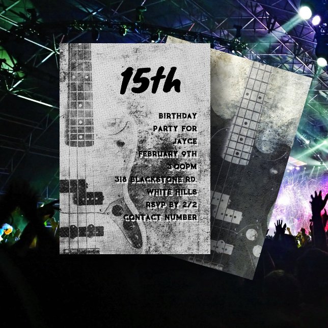 Teen Son Birthday Grunge Guitar Invitation (Creator Uploaded)