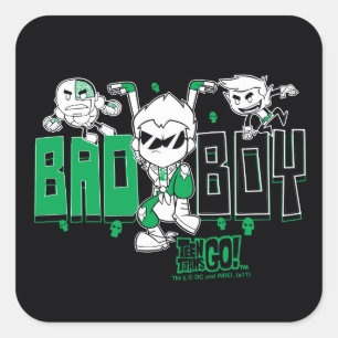 Teen Titans Go!   "Bad Boy" Robin, Cyborg, & BB Square Sticker