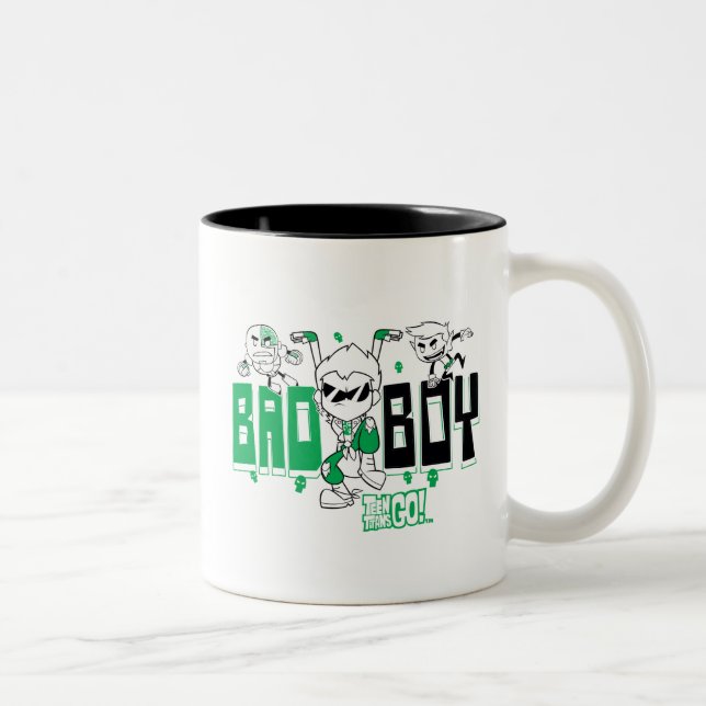 Teen Titans Go! | "Bad Boy" Robin, Cyborg, & BB Two-Tone Coffee Mug (Right)