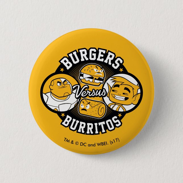 Teen Titans Go! | Burgers Versus Burritos 6 Cm Round Badge (Front)