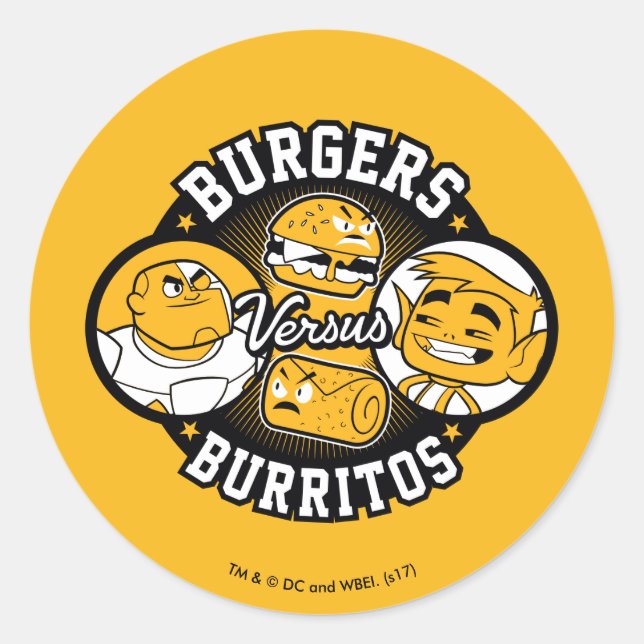 Teen Titans Go! | Burgers Versus Burritos Classic Round Sticker (Front)