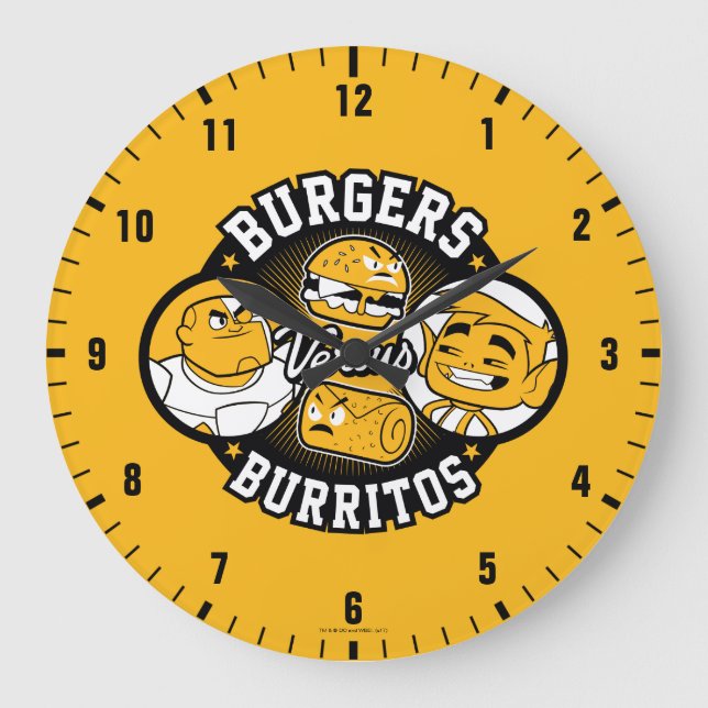 Teen Titans Go! | Burgers Versus Burritos Large Clock (Front)