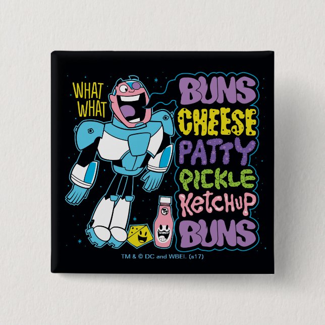 Teen Titans Go! | Cyborg Burger Rap 15 Cm Square Badge (Front)