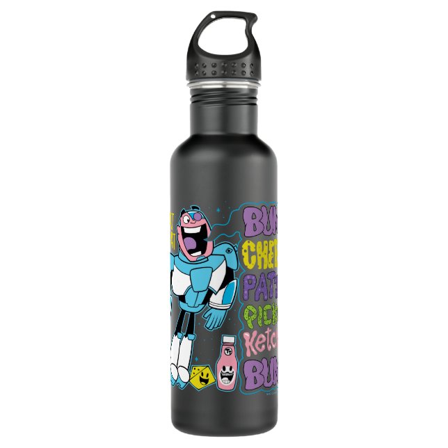 Teen Titans Go! | Cyborg Burger Rap 710 Ml Water Bottle (Front)