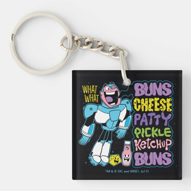 Teen Titans Go! | Cyborg Burger Rap Key Ring (Front)