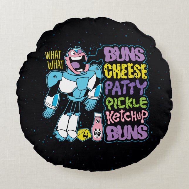 Teen Titans Go! | Cyborg Burger Rap Round Cushion (Front)