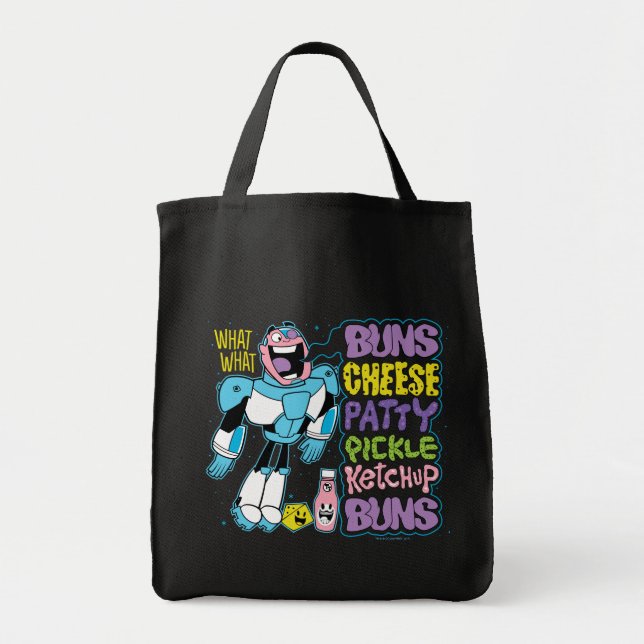Teen Titans Go! | Cyborg Burger Rap Tote Bag (Front)