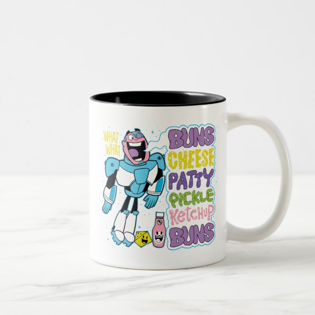 Teen Titans Go! | Cyborg Burger Rap Two-Tone Coffee Mug (Right)